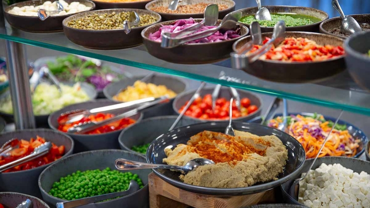 Salad buffet in the canteen.